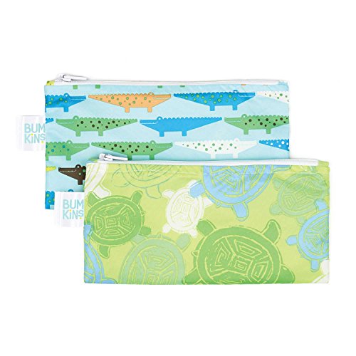 Hippychick Bumkin Reusable Snack Bag, Turtle/Crocs - Small, Pack of 2