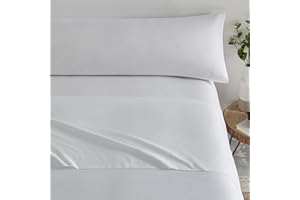 D DONEGAL COLLECTIONS Donegal Collections - Juego de Sabanas Completo de Ropa de Cama - Sabanas 105 x 190 y Sabanas 105x200 - Tacto Extrasuave - Disponible Sabanas 105 - Color Blanco Óptico - Fabricado en España.