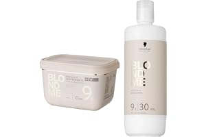 Schwarzkopf Professional - Duo Blond Me PPL9+ pulver, Lightener 9+, Supreme Blonde Hair Quality, 9% 30 Developer, 450 g, Premium Care, 1000 ml