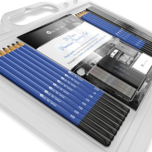 26 Piece Drawing and Sketching Pencil Art Set Deluxe Kit for Beginners