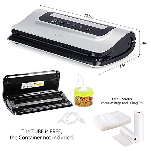Vakuumierer Vakuumiergerät mit Cutter für Lebensmittel Vakuumregulierung Folienschweißgerät mit LED-Anzeiger und Automatische/Manuelle Pause-Funktion, inkl. Kostenlosen Vakuumbeutel und Vakuumrollen - 4