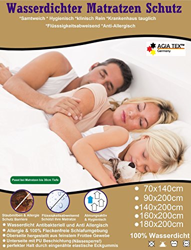 AGIA TEX wasserdichter Matratzenschoner Matratzen-Auflage Frottee-Gewebe atmungsaktiv Inkontinenz-Schutz Größe 90 x 200 cm - 2