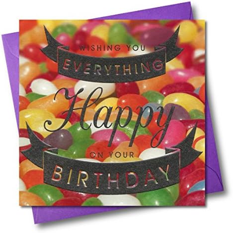 Claire Giles Greeting CardsBirthday Card, Jelly Beans, Birthday Wishes, Embossed and Foiled text