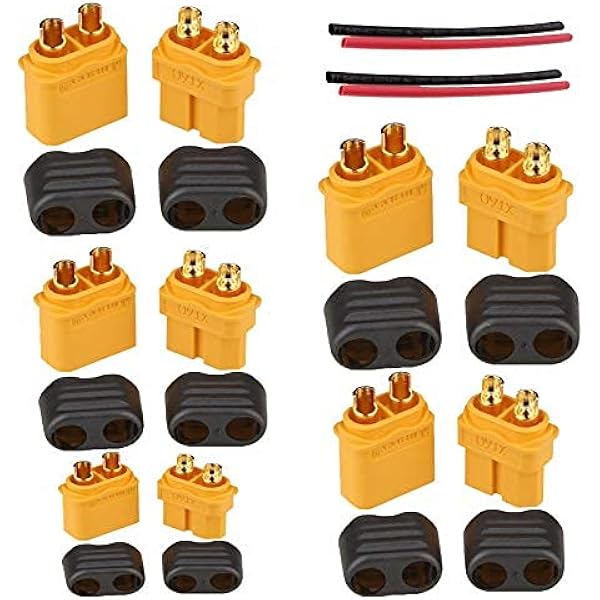 Adaptateurs MPX Vers XT60 - Lot De 4 Avec Connecteurs Plaqués Or - Pour Batteries LiPo RC - Sécurité Anti-inversion