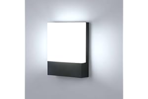 Lightsjoy lámpara Exterior Pared 18W LED Exterior Impermeable IP65 Negro Apliques Pared exterior,Luz de pared Moderno para Jardines Pasillo Terraza,1800Lumen-Blanco Frío 6000K