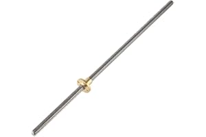 DIYEENI Accessori Stampante 3D, T8 mandrino filettato trapezoidale vite di piombo + dado T8, passo 2 mm, filo di vite 8 mm, acciaio inossidabile, per motore passo-passo (330 mm)