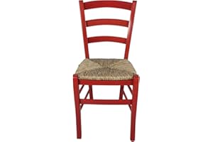 SEDAM SRL Sedia Venezia Paesana, Legno Massello, Vari Sedute e Colori, Imbottita Paglia o Massello Cucina Casa Ristorante Agriturismo, Alta qualità, ORDINE MINIMO 2 PEZZI (Rosso, Seduta Paglia)