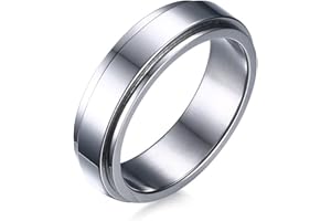 Epinki Bague Tournante Anti Stress, 6MM Bague Tournante Poli Argent/Noir/Or/Or Rose Acier Inoxydable Homme Bague Rotative