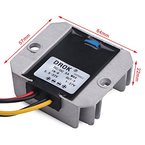 DROK® Wasserdicht Synchron DC-DC Wandler Buck 5.5-32V auf 1-27V Spannungsregler 24V auf 12V auf 5V 5A Einstellbare VDC Solide Durable Netzteil-Platine - 6