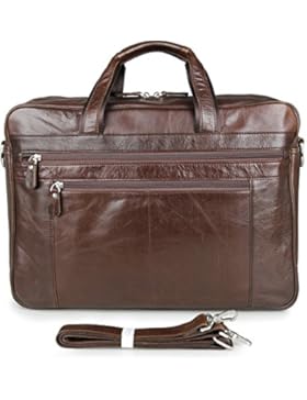Hermiona Genuine Cow Leather Men's Black Briefcase Laptop Bag Mens Travel Bag