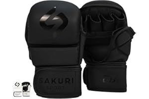 SAKURI MMA Sparring Gloves, Maya Hide Leather, Grappling Martial Arts Training Mitts, Cage Fighting Combat, Muay Thai, Kickboxing, Boxing