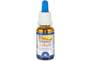 ‎DR. JACOB'S Dr. Jacob's Vitamin D3K2 Öl Tropfen | Nahrungsergänzung für Knochen und Immunsystem* | Hohe Bioverfügbarkeit | Vitamin D3 und K2 Öl | 20 ml | vegetarisch