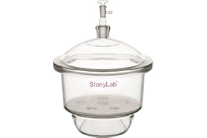 stonylab Dessiccateur Sous Vide en Verre, Laboratoire avec Vanne de Vide en Verre et Plaque de Porcelaine de ID:240 mm pour la Recherche en Laboratoire