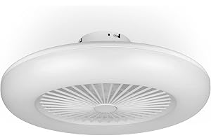 Noaton Ventilatore da soffitto 11055W Callisto Bianco, lampadario LED max 48W Dimmerabile 3 temperature di colore, telecomando, timer, portata d'aria fino a 45 m3/min, diametro 55cm