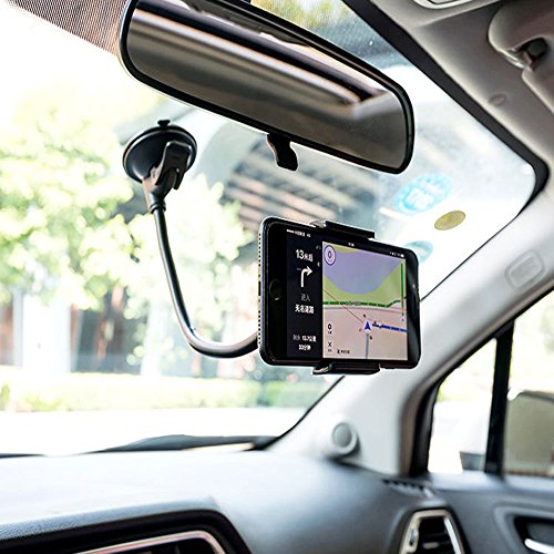 Supporto Auto Smartphone Universale,Porta Cellulare Auto Lungo Braccio Rotazione di 360 gradi,clip universale da 5 pollici per Smartphone iPhone 7/7 Plus/6/6s/5/5s /4s ecc.