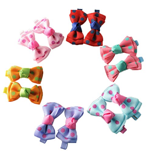 Baby Beauty Hair Bows Clips Pins Toddler Infants Kids Girls Boutique Accessories Grosgrain Ribbon headdress (hair bows-12pcs)