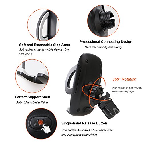 Ulinek Handy Halterung Universal Halterung 360 Grad drehbar Auto Halterung, Lebenslange Garantie, fÃ¼r Phone 7 7 Plus 6 6 Plus 6s 6s Plus SE 5 5s 5c 4 4s und die meisten Android Smartphone (schwarz)