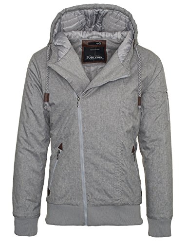 Sublevel Herren Herbst Winter bergangs Jacke Parka Mantel Winterjacke Outdoor B253 [B253-Mittelgrau-Gr.L]