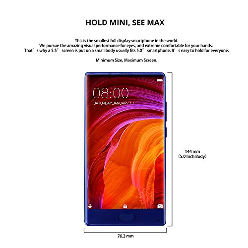 Doogee MIX 13,97 cm (5,5 Zoll) Smartphone (6GB RAM 64GB ROM Android 7.0 4G Helio P25 Octa-Kern 2,5 GHz MetallgehÃ¤use BerÃ¼hrungssensor Front- und Doppel RÃ¼ckkameras) Blau