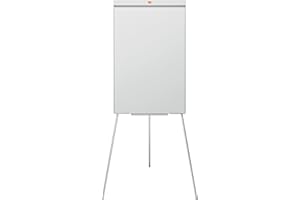 Nobo Impression Pro Lavagna Magnetica Cancellabile a Secco con Barra per Fogli e Cavalletto in Acciaio Regolabile in Altezza, 1 x Portapenne, 1 x Pennarello e Ganci, 678 x 1845 mm - Bianco