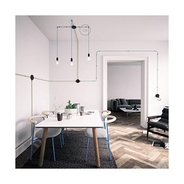 creative cables Lampenbaldachin Kit Mattschwarz mit 4 seitlichen Ausgängen und Befestigungszubehör – Bild 3