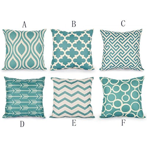 Preisvergleich Produktbild 6PC / Set HauptdekorativesVovotrade 45cmx45cm Quadrat Kissenbezug Blau Geometrie Muster Baumwolle Leinen Sofa CafeCushion Dekokissen Abdeckung Kissenbezug Exquisite Mediterranen Stil Home Decor (Blau, 18"x18" (approx 45cm*45cm))