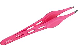 2EASY - Pinzetta Classic per sopracciglia in Acciaio Inox, pinzetta professionale ciglia per uomini e donne, con punta obliqua - Impugnatura antiscivolo (Rosa)