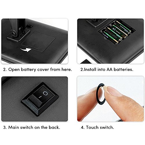 Wuiyepo Make-up-Spiegel mit LED Beleuchtung Dimmbar durch Schalter + 20 LEDs + Ultra-High Definition Falterbar Standspiegel Profi Kosmetikspiegel Schminkspiegel Tischspiegel Batteriebetrieben - 7