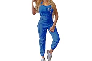 ORANDESIGNE Damen Latzhose Arbeitshose Lange Hose Overall Jumpsuit Playsuit Sommer Einfarbig Spielanzug Rompers