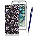 Produktbild Yokata iPhone 7 Plus / iPhone 8 Plus Hülle Silikon Gel Weich Schwarz Clear Soft TPU Case Handyhülle Schutzhülle Ultra Slim Backcover Bumper Protective Cover mit Painted Muster - Magnolia + 1 x Kapazitive Feder