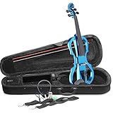 e geigen musik Blau-metallic-Finish Stagg EVN x-4/4 MBL voller Größe Elektrische Violine Outfit - Blau