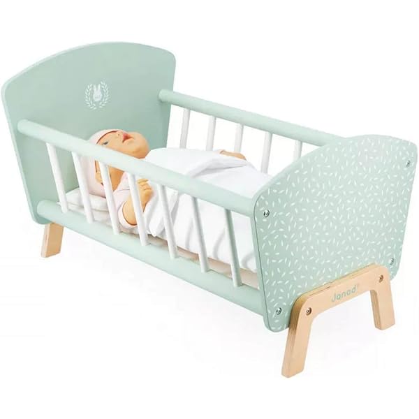 Small Foot 11778 – Lit De Poupée Blanc Avec Matelas, Couette, Oreiller Et Literie étoilée – Dès 3 Ans, Pour Poupées Jusqu’à 47 Cm