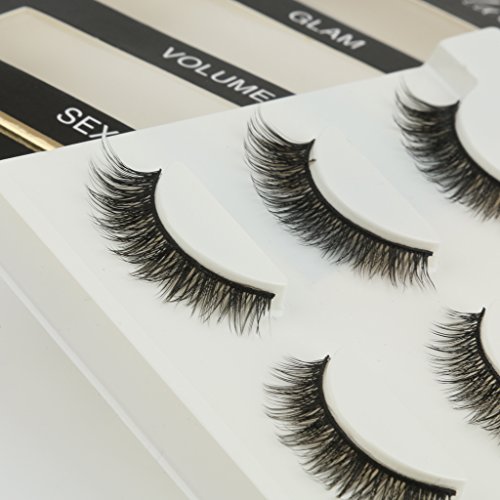 3 Paar Schwarz 3D Handgemachte Natürliche Lange Falsche Wimpern Wimpern Make-up - 9