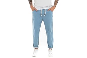 Giosal Pantalone Uomo Jeans Tinta Unita Rotture Elastico Coulisse
