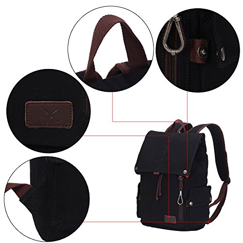 Veevan Damen Herren Retro Canvas Laptop Rucksack 15,6 - 6