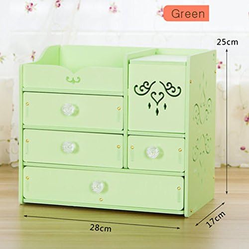 Desktop Cosmetics Storage Box Drawer With Mirror Flip Dresser Multi - Storey Finishing Boxes ( Color : Green )