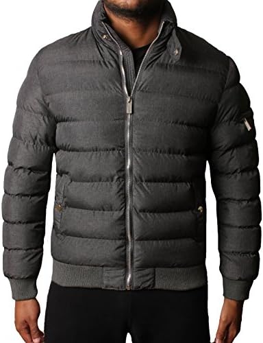 Mens Padded Bubble Quilted Puffer Jacket Lined Winter Coat Black L
