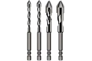 VACCLO High-Strength Eccentric Twist Drill Bit - Multi-Purpose Drill Bit Set – High Strength Metal Bits for Tile, Brick, Wood, Glass, and More - for Precision Drilling (4Pcs (6+8+10+12))