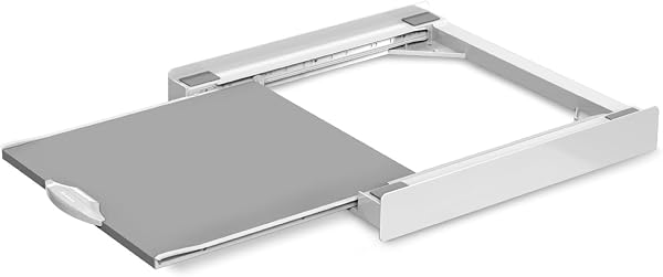 Meliconi Base Torre Evo L60, Kit di Sovrapposizione Lavatrice Asciugatrice Universale, Supporto Premontato con Ripiano Estraibile in Legno, Cinghia di Sicurezza Inclusa, Portata 250 Kg, Bianco - 1