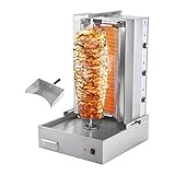 Royal Catering RCEK-380 Gastro Dönergrill Gyrosgrill Schaschlikgrill (6 Heizelemente, Max. 700mm Fleischhöhe, 6.000W, Abstand Drehspieß regelbar, Keramikstein, Edelstahl) Silber
