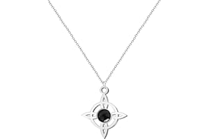 cotigo Collar para mujer Nudo de bruja con piedra natural y acero inoxidable + regalo una pulsera de 7 nudos, nudo de bruja doble proteccion, Amuleto de suerte, Regalo Mujer.