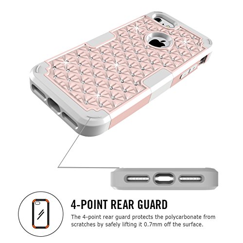 iPhone 7 and iPhone 7 Plus Case  Yaxiny Diamonds Hybrid Heavy Duty Shockproof Full-Body Protective Case with Dual Layer  Hard PC  Soft Silicone  Impact Protection for Apple iPhone 7 and iPhone 7 Plus  iPhone7 4 7  Rose Gold Gray 