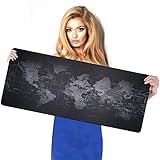 BIFY Gaming Mauspad Große Mousepad Gaming xxl Mauspad Wasserfeste Büro Mauspad (90CM*40CM*0.2CM) wasserdicht mouse mat gel Rubber für PC, Computer und Lapt Weltkarte