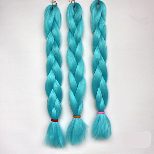 Chiguo Jumbo Treccia Hair Extensions di Capelli Sintetici African 24''/60cm Colori Intrecciare i Capelli Parrucca Braid 1 Pezzi (Blu)