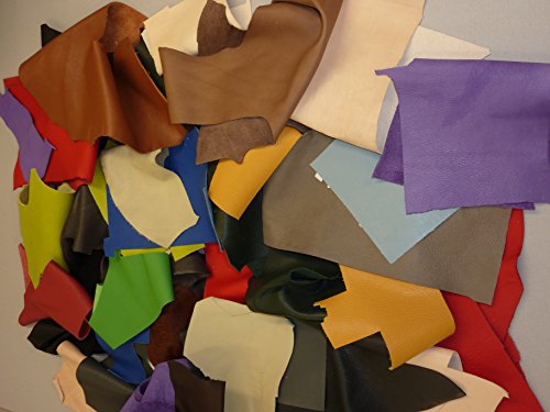 Lederreste bunt, unsortiert, mindestens Handflächengröße, 1 kg