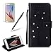 Price comparison product image A5 2017 Case,Samsung Galaxy A5 2017 Wallet Case,Girlyard Bling Diamond Butterfly Flower Pattern Premium PU Leather Detachable Magnetic Wallet with Card Slots and Wrist Strap for Samsung Galaxy A5 2017-Black