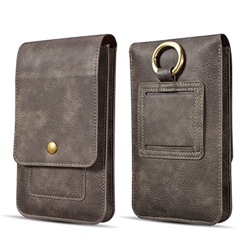 Vandot cassa del sacchetto della clip verticale Telefono custodia,Custodia a sacchetto per smartphone universale portafoglio verticale con attacco cintura moschettone,Full body Cover Skin Shell Per Iphone X/8/8plus/7/7plus/6/6s/6 plus/6s plus/5/5s/5C/5G/SE/Huawei mate 10/P9 lite/p8 lite/p10 lite/P8/P9/P10,Samsung Galaxy S9/S9 Plus/S8 Plus /S8/ /A3/A5/A7/J3/J5/J7 2017/Sony Xperia XZ/XA, HTC 10, LG K10 /K8 2017,porta carte di credito con Clip per cintura e supporto verticale,Grigio