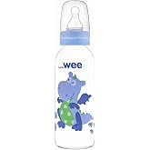 Wee Baby 8690797108762 Silikon U&ccedil;lu Desenli Cam Biberon, 250 cc, Mavi