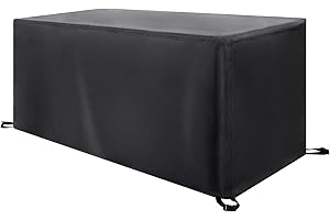 HSFFBHFBH Housse Table de Jardin - 200x100x75cm(LxWxH) Noir 420D Oxford Tissu Housse Table de Jardin Protection pour Tous Les Temps Imperméable Anti-UV avec Corde et Boucle Verrouillage