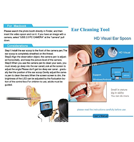 Preisvergleich Produktbild ZEZKT-Home 2in1 USB Earpick Mini Camera Endoscope Ear Cleaning Tool HD Visual Ear Spoon Ohr Reinigung Endoskop HD Visual Ohr Löffel Digital Otoskop Inspektionskamera Multifunktionale Ohrlöffel mit Mini Kamera